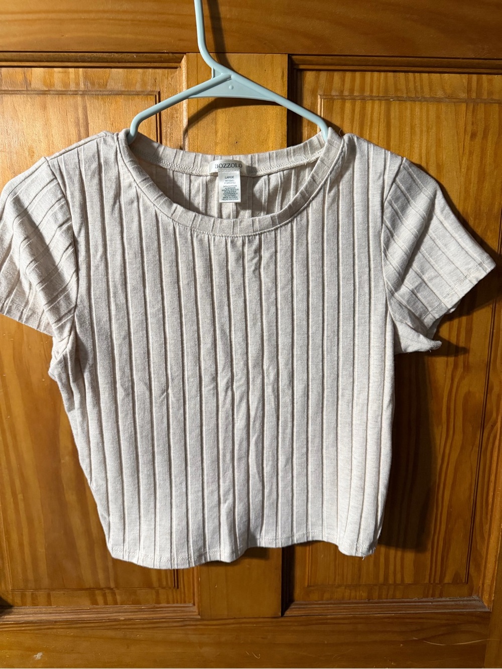 Bozzolo Cream Ribbed Crop Tee